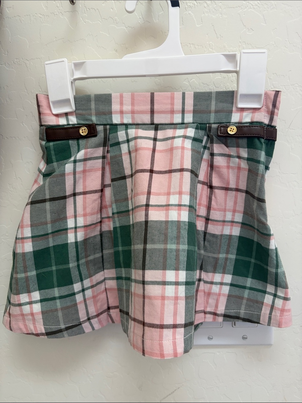 Janie and Jack Pink, Green & Gray Plaid Girls' Skirt